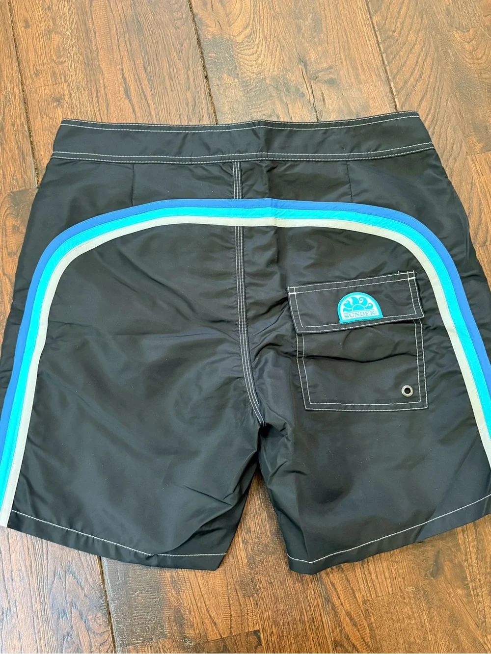 Sundek Black Swim Board Shorts with iconic rainbow new